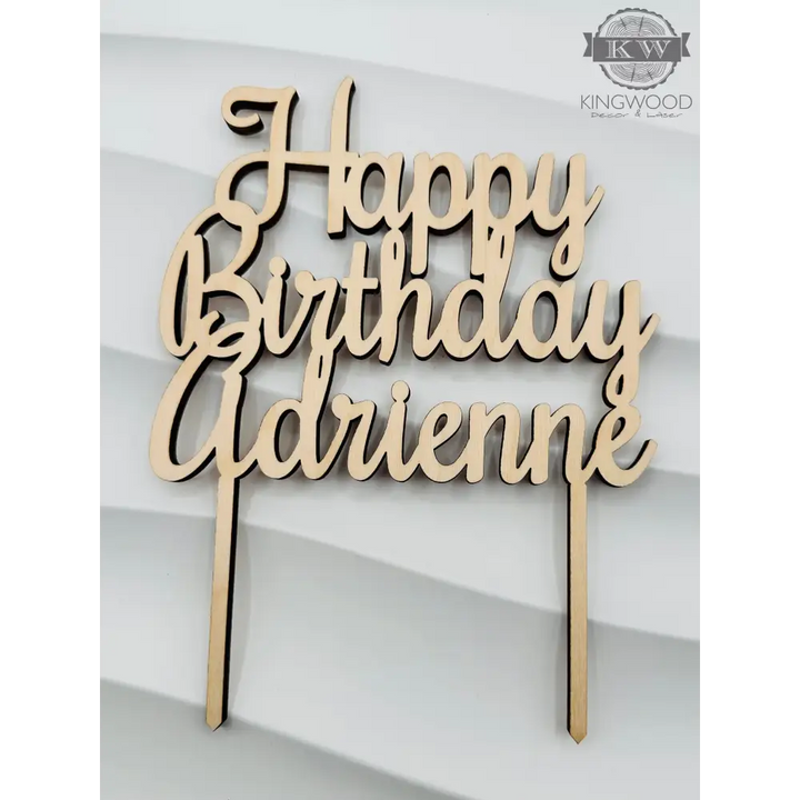 Custom laser cut cake topper personalized with your text 3d