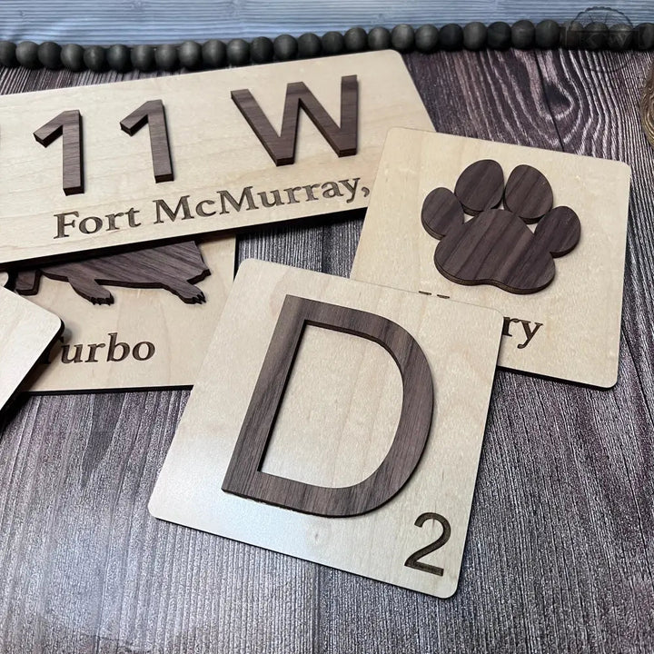 Scrabble tile wall art - 3d laser cut letter & engrave
