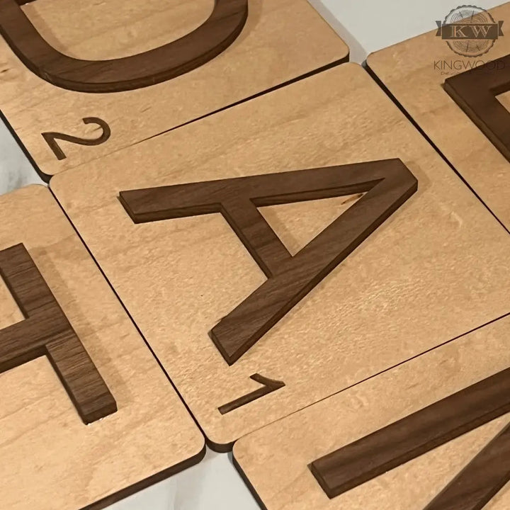 Scrabble tile wall art - 3d laser cut letter & engrave