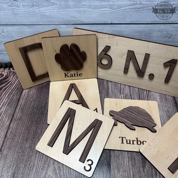 Scrabble tile wall art - 3d laser cut letter & engrave