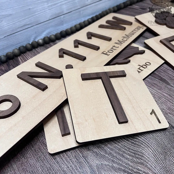 Scrabble tile wall art - 3d laser cut letter & engrave