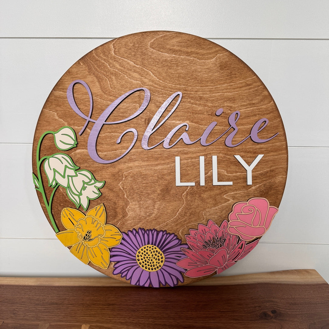 Custom Flower Baby Name Sign for Nursery Room