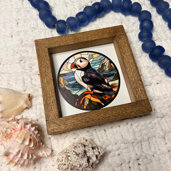 Newfoundland Puffin Framed Sign - 6 x 6 in.