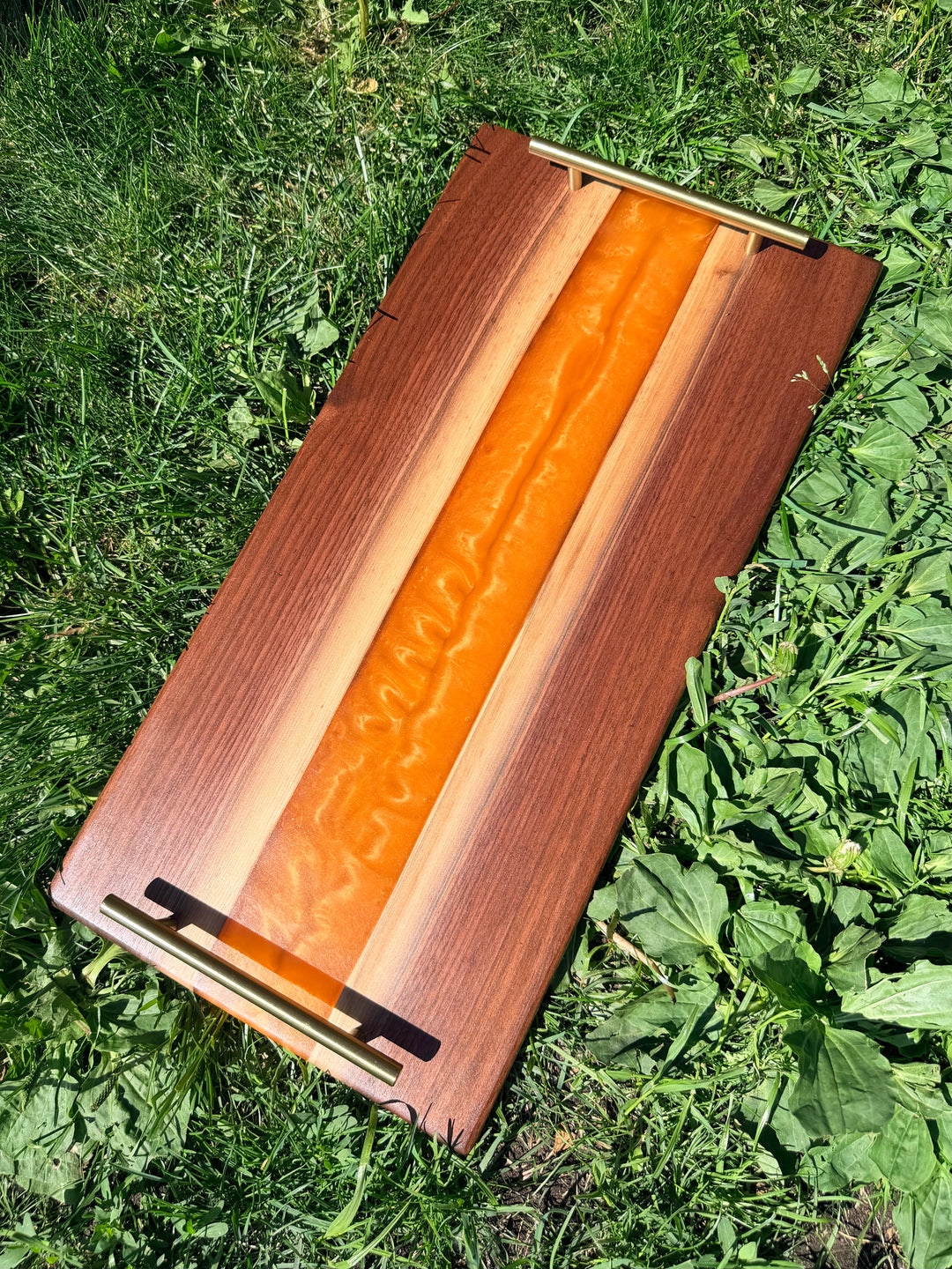 Blue Epoxy charcuterie board handcrafted walnut 24" x 12"