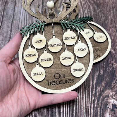 Personalized family names on blubs ornament