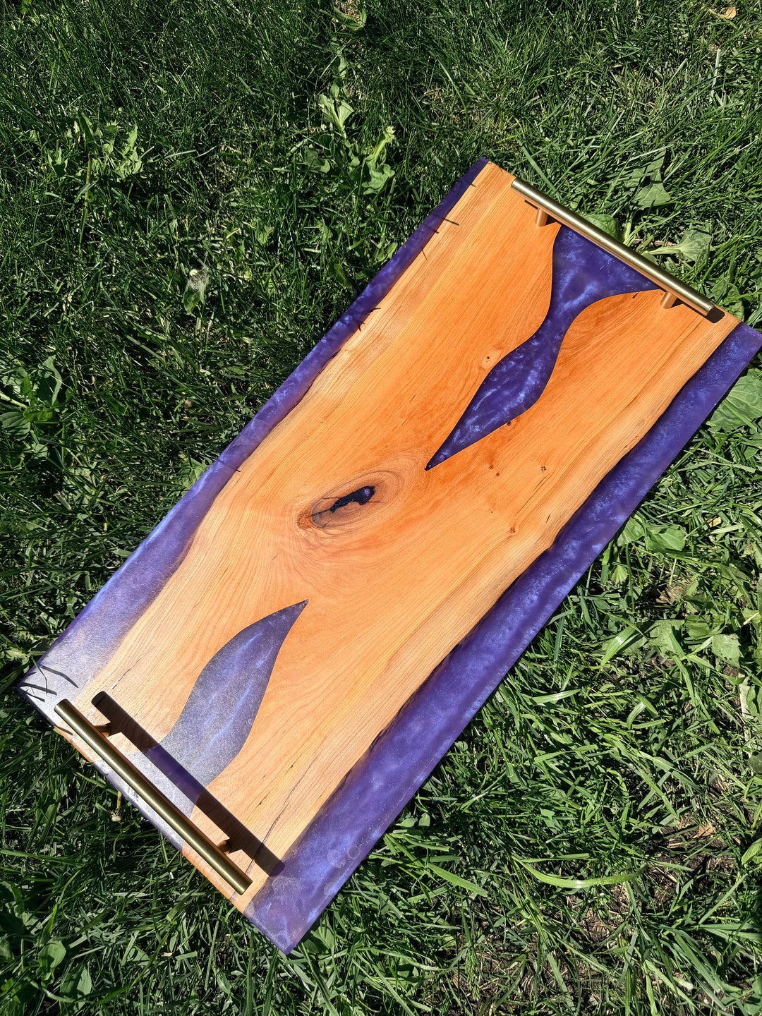 Blue Epoxy charcuterie board handcrafted walnut 24" x 12"