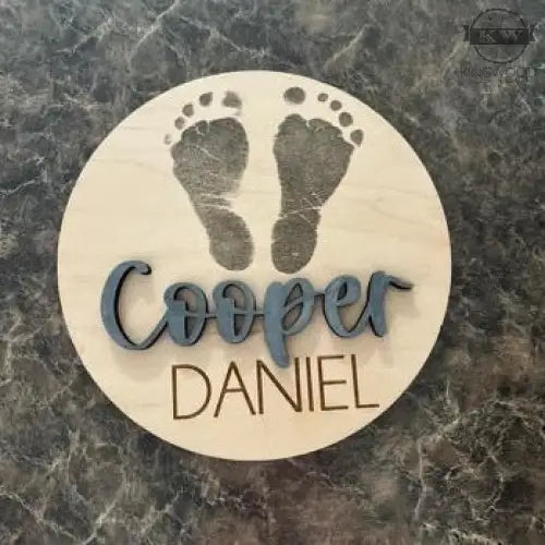 3d custom baby name disk in natural birchwood with unique