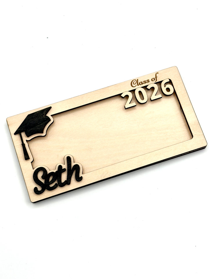 Handcrafted wooden graduation money gift holder, laser-engraved keepsake for new graduates