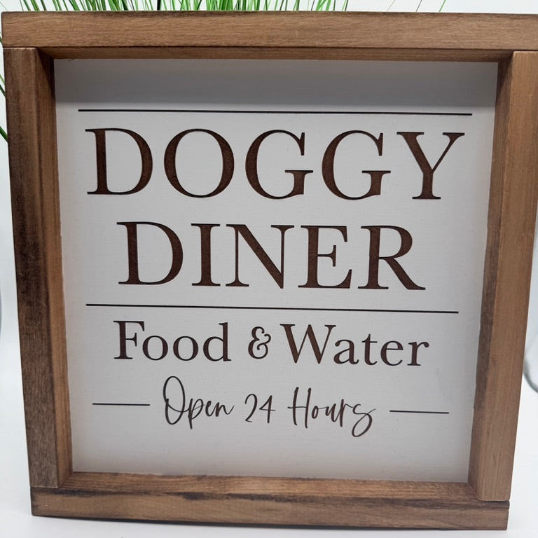 Doggy Dinner Farmhouse Sign 12"x12"