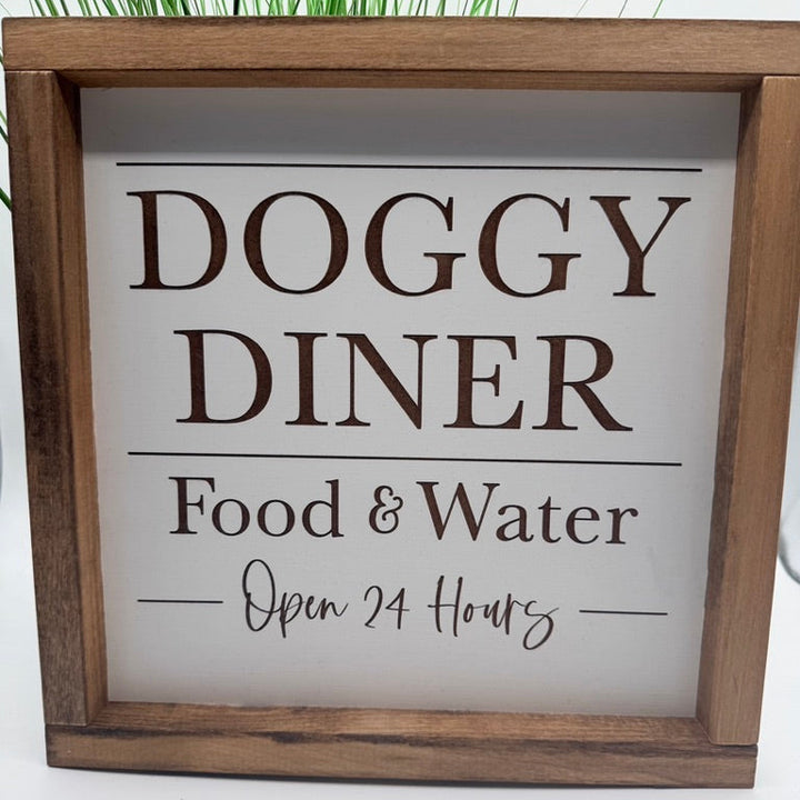Doggy Dinner Farmhouse Sign 12"x12"