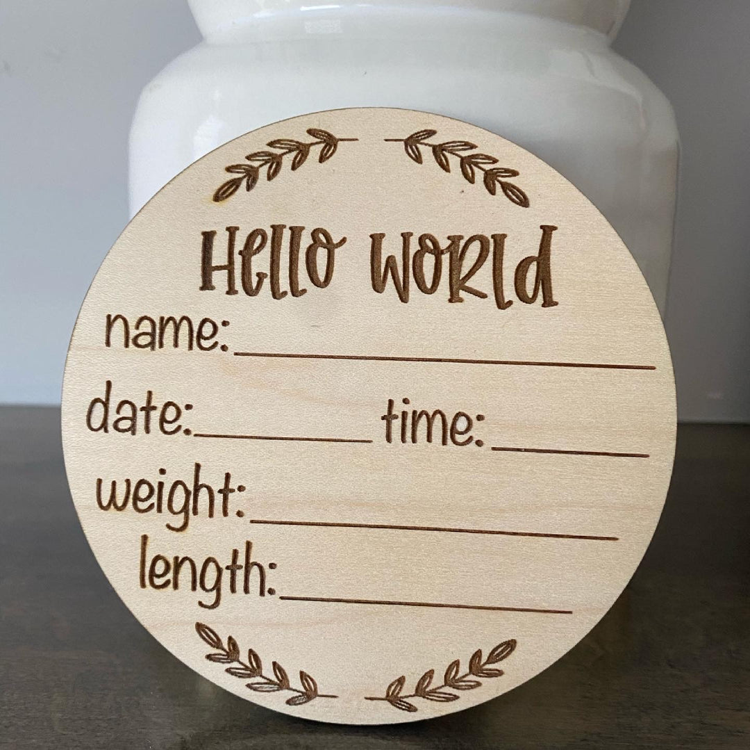 Laser engraved birth stats decor for baby announcements