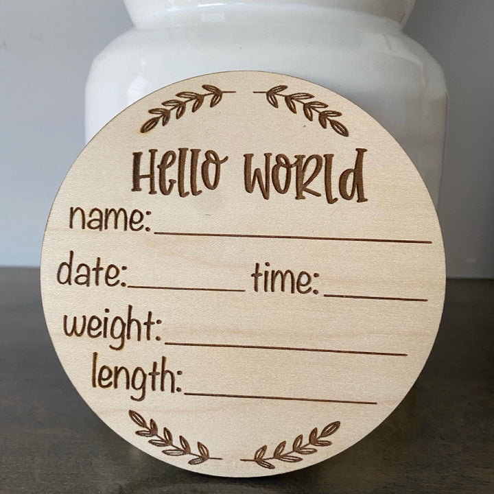 Laser engraved birth stats decor for baby announcements