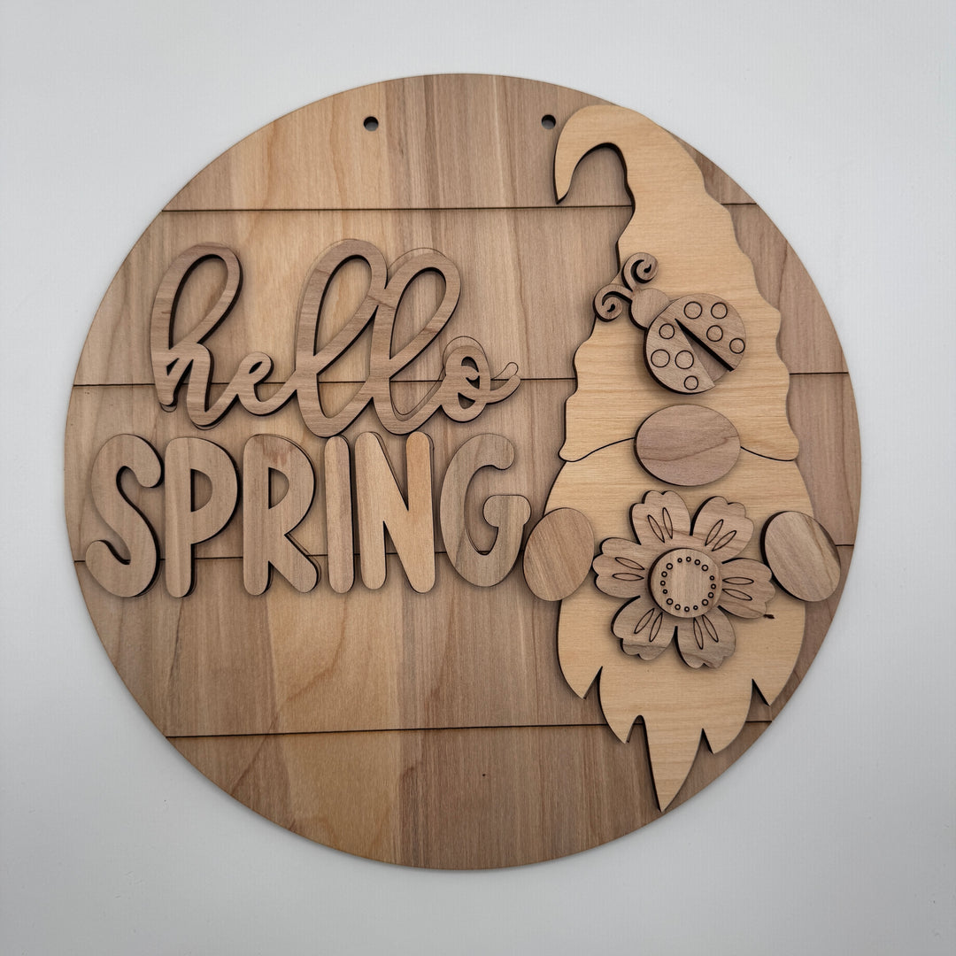 Diy craft sign - Hello Spring Gnome