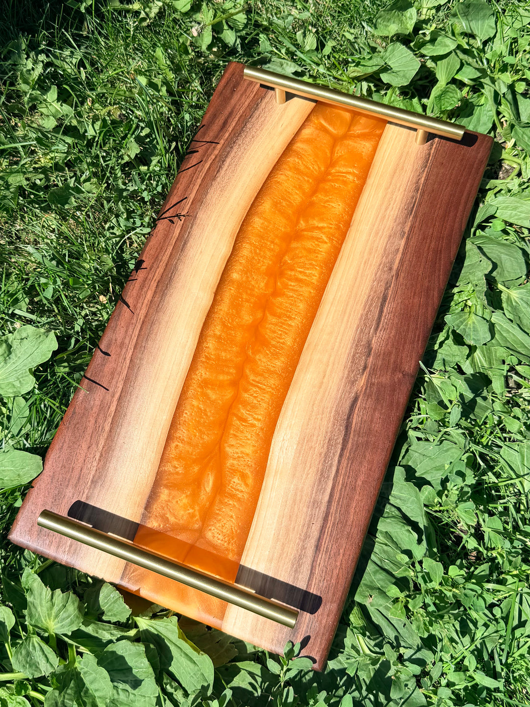 Blue Epoxy charcuterie board handcrafted walnut 18” x 10”