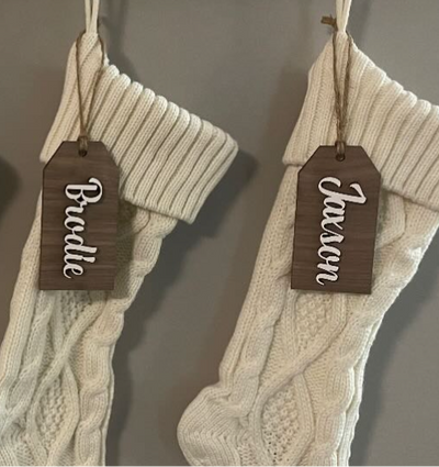 Stocking name tags - custom wooden christmas stocking name tags