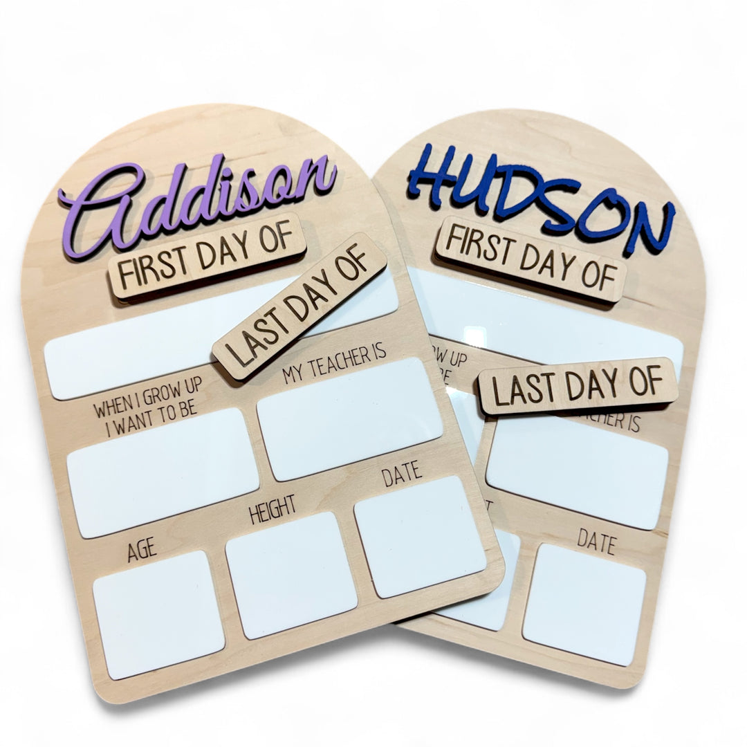 Customizable First & Last Day of School Board – Reusable Wooden Photo Prop