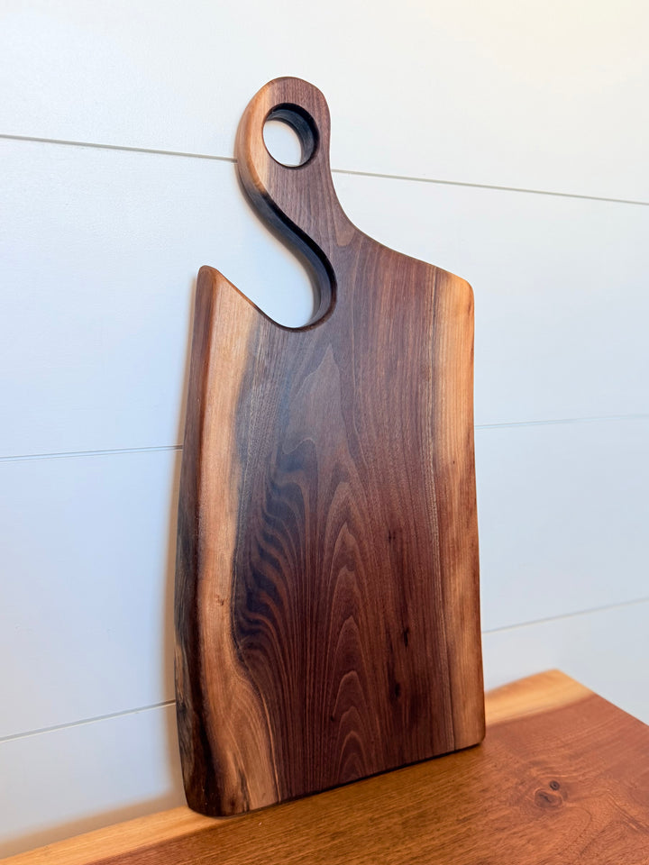 Canadian Walnut Charcuterie Board | Live Edge Serving Board – 19" x 9"