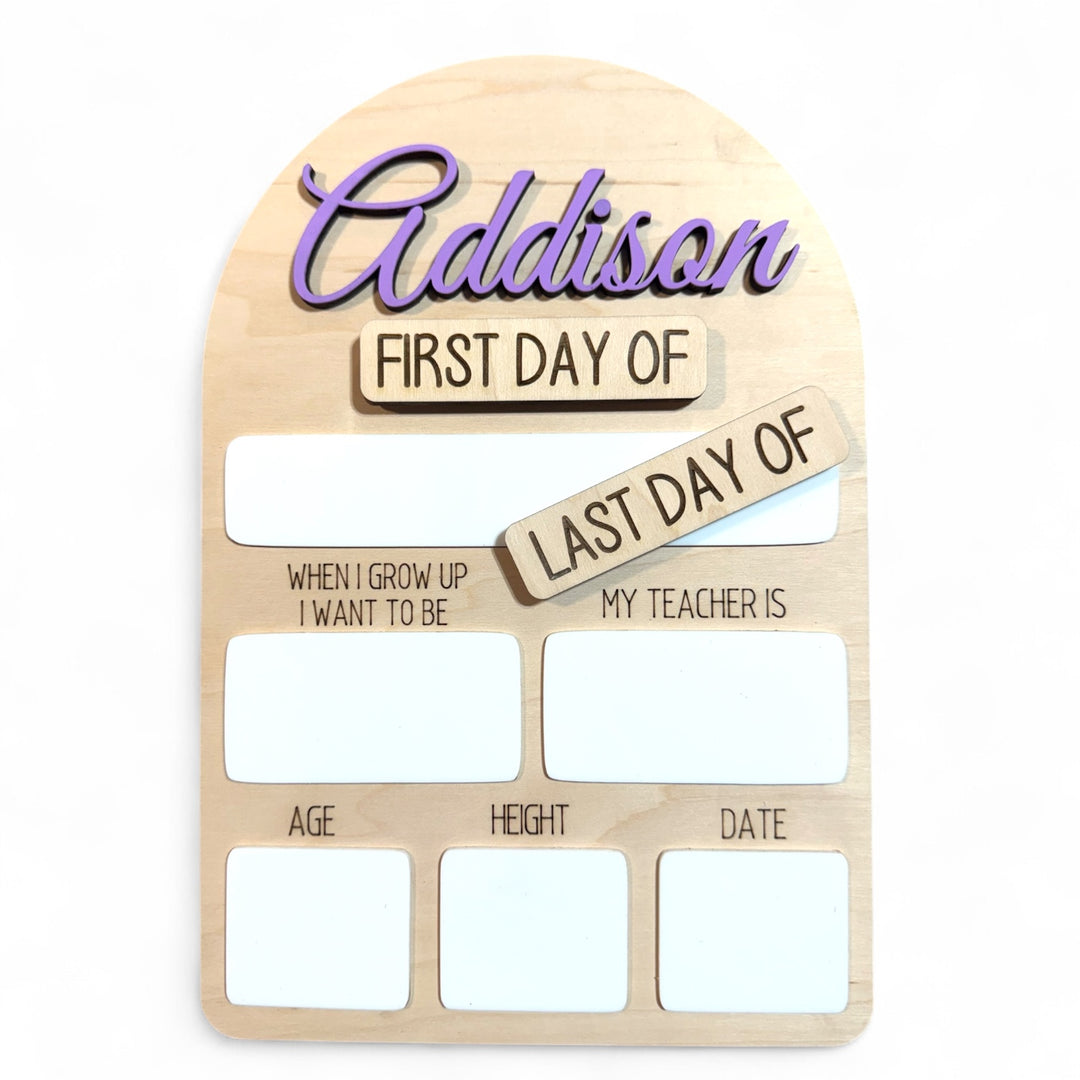 Customizable First & Last Day of School Board – Reusable Wooden Photo Prop