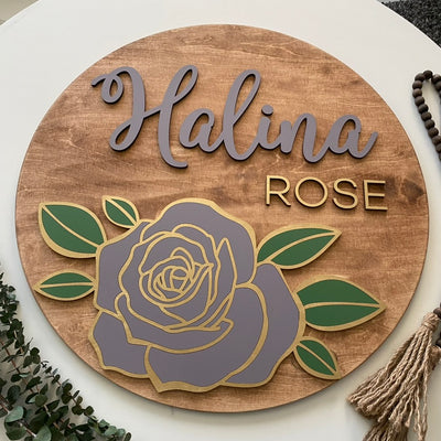Nursery round name signs with flowers