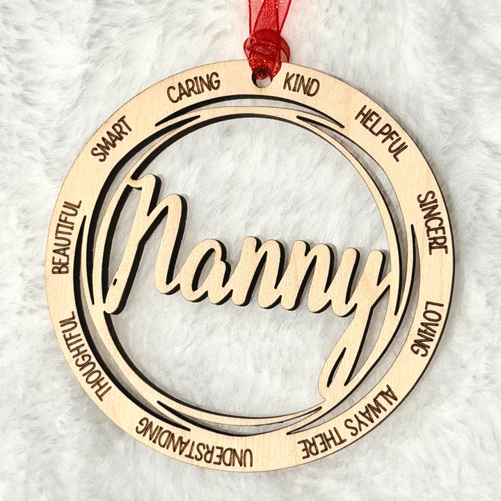 Nanny Ornament – Handcrafted Maple Keepsake
