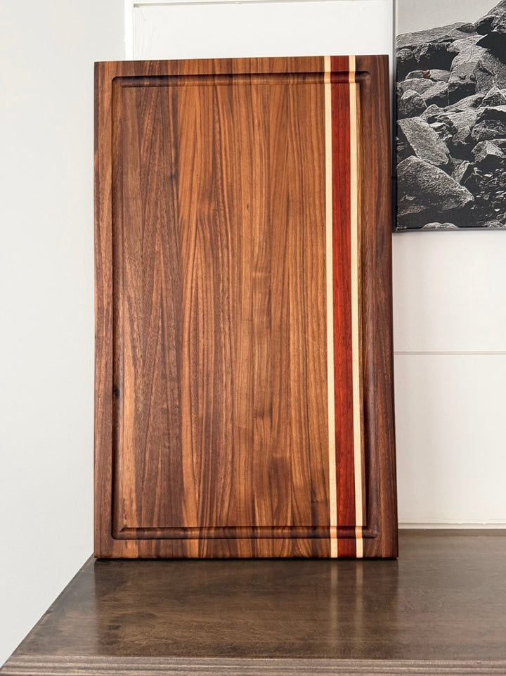 Walnut, padauk, wenge and maple - cutting board 20" x 12"