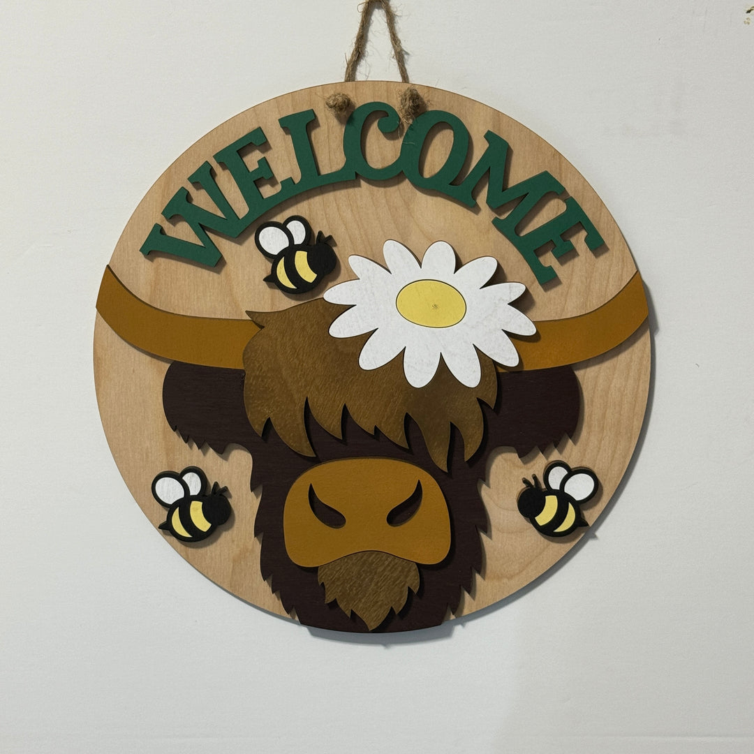 Diy craft sign - Highland cow welcome
