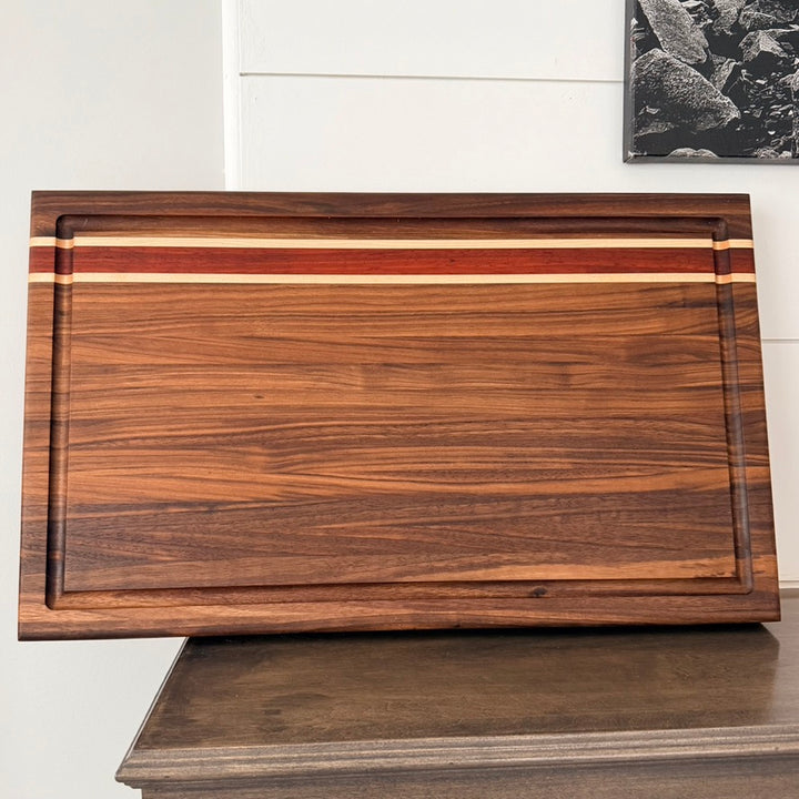 Walnut, padauk, wenge and maple - cutting board 20" x 12"