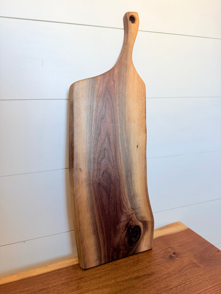 Canadian Walnut Charcuterie Board | Live Edge Serving Board – 27" x 9"