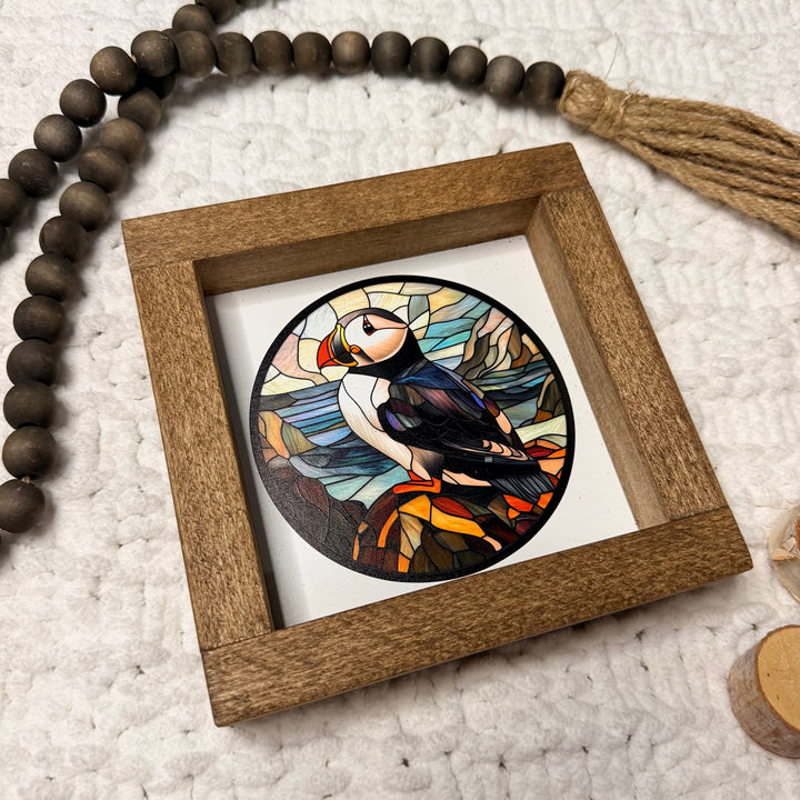 Newfoundland Puffin Framed Sign - 6 x 6 in.