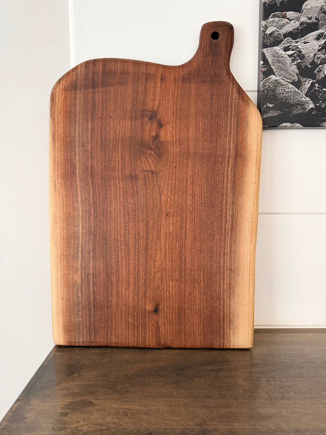 Canadian Walnut Charcuterie Board | Live Edge Serving Board – 19" x 12"