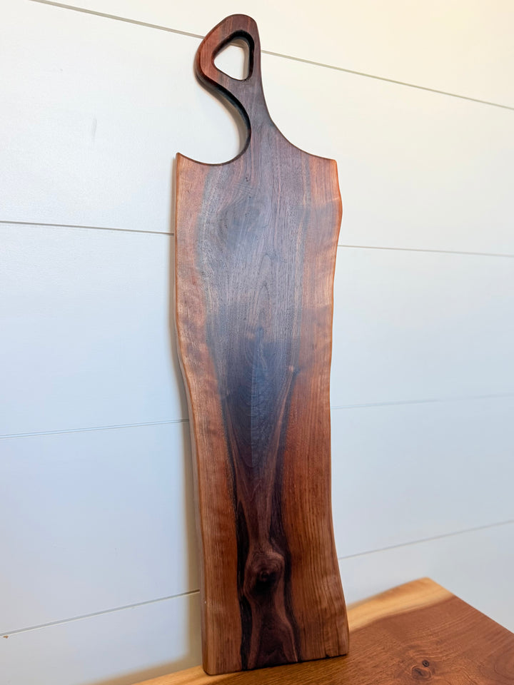 Canadian Walnut Charcuterie Board | Live Edge Serving Board – 26" x 7"
