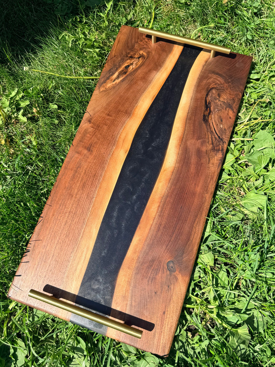 Blue Epoxy charcuterie board handcrafted walnut 24" x 12"