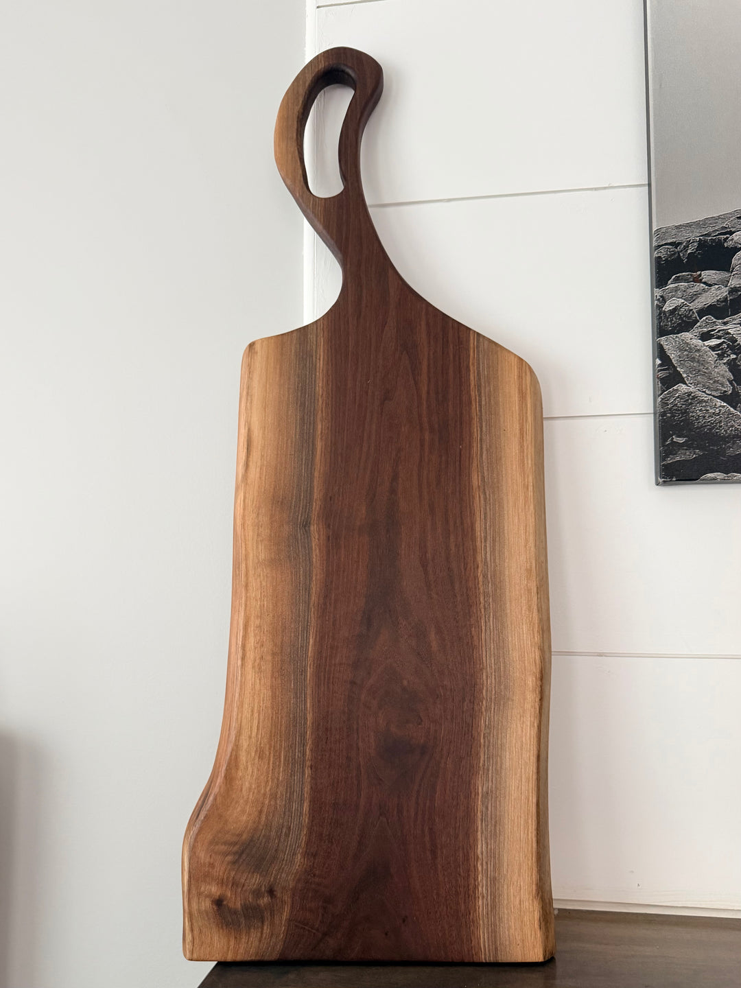 Dark Blue Epoxy charcuterie board handcrafted walnut 29" x 9"