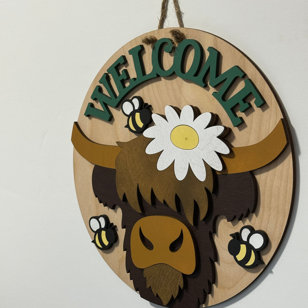 Diy craft sign - Highland cow welcome