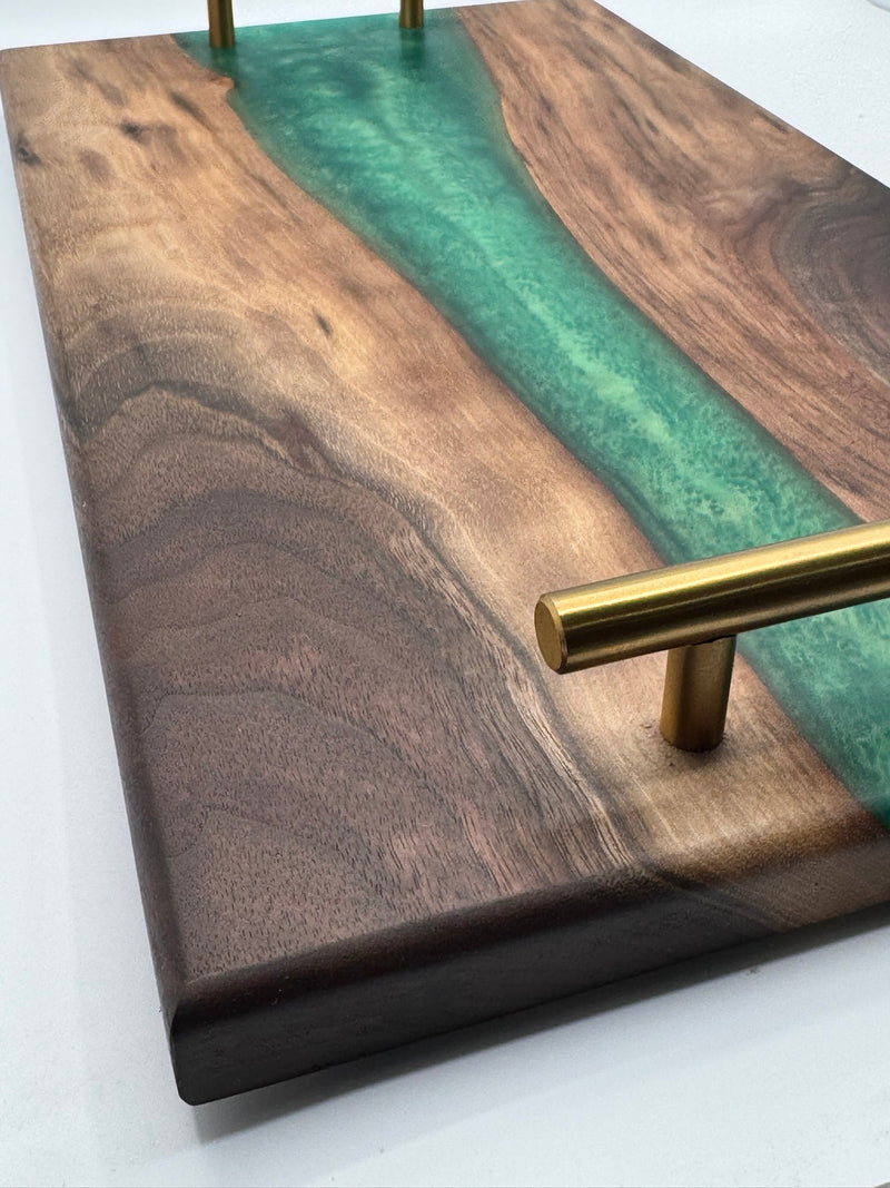 Epoxy charcuterie board with handles 18" x 10" - (629)