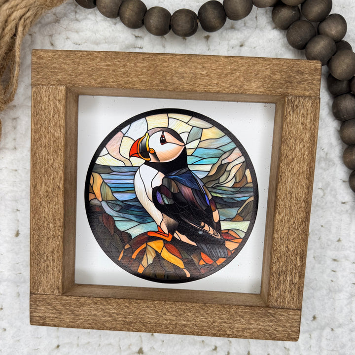 Newfoundland Puffin Framed Sign - 6 x 6 in.