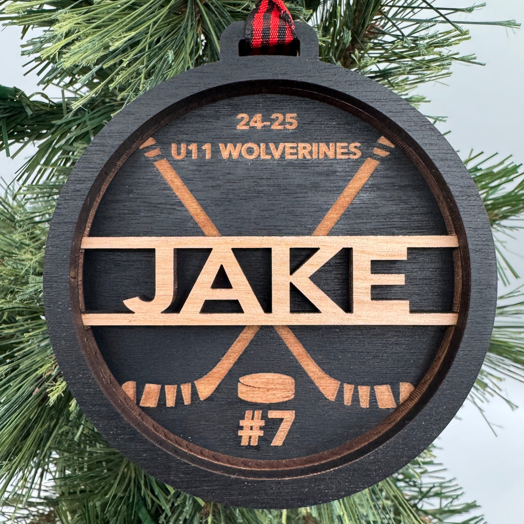 🏒 Personalized 3-Layer Hockey Team Ornament