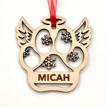 Pet Paw Custom Ornament – Personalized with name for Your Dog or Cat Kingwood Decor & Laser
