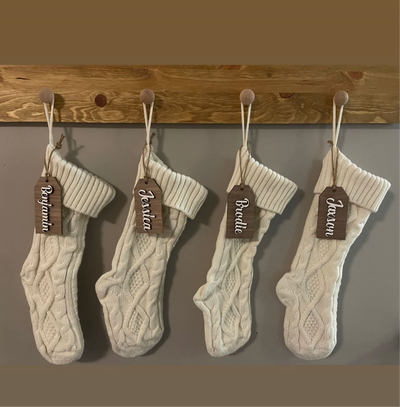 Stocking name tags - custom wooden christmas stocking name tags