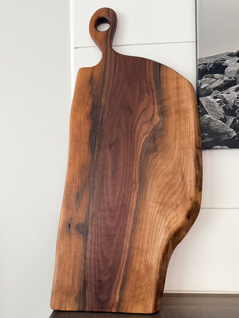 Canadian Walnut Charcuterie Board | Live Edge Serving Board – 11" X 27"