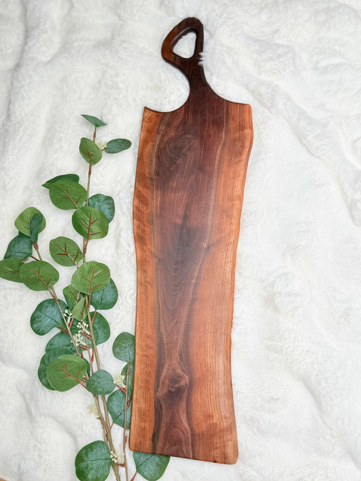 Canadian Walnut Charcuterie Board | Live Edge Serving Board – 26" x 7"