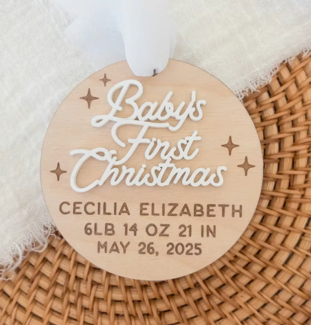 Personalized Baby's First Christmas 3D Acrylic Kingwood Decor & Laser