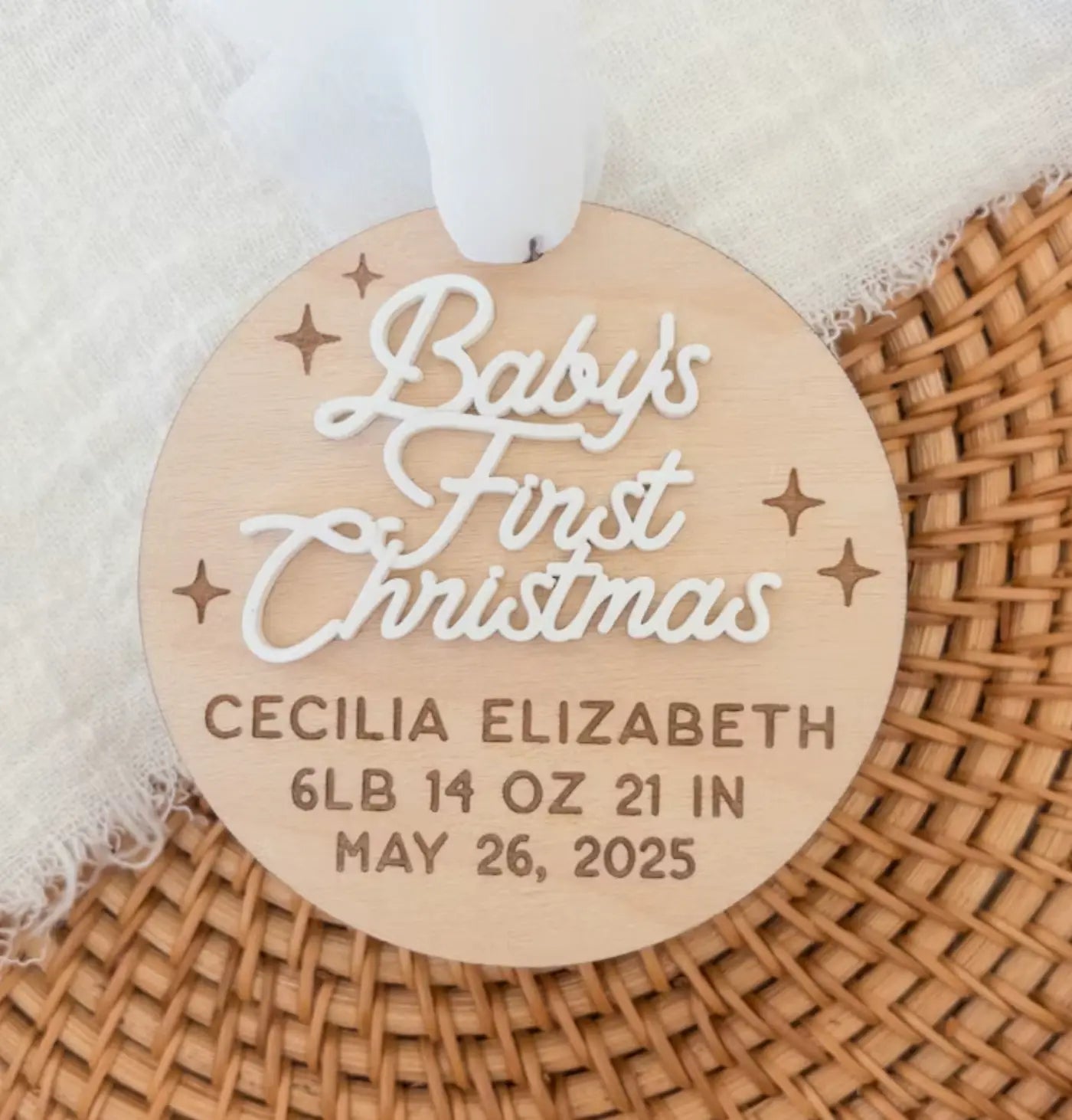 Personalized Baby's First Christmas 3D Acrylic Kingwood Decor & Laser