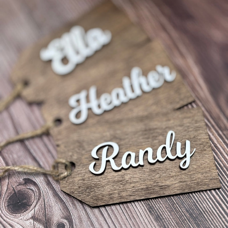 Stocking name tags - custom wooden christmas stocking name tags