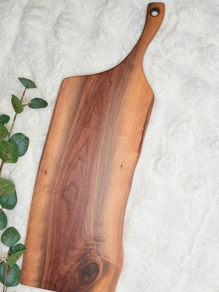 Canadian Walnut Charcuterie Board | Live Edge Serving Board – 27" x 9"