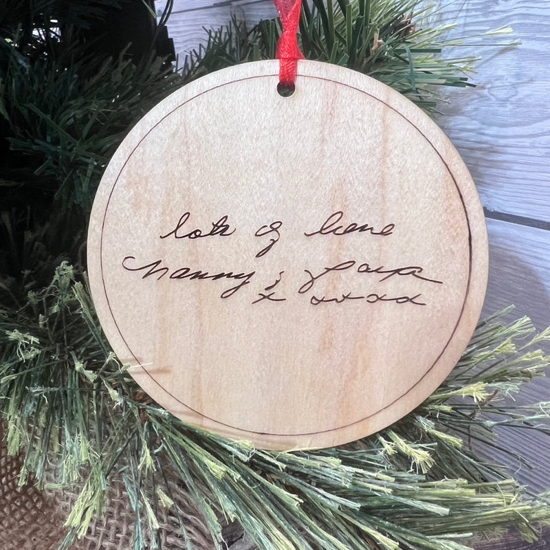 Christmas ornament - loved one’s handwriting laser engraved