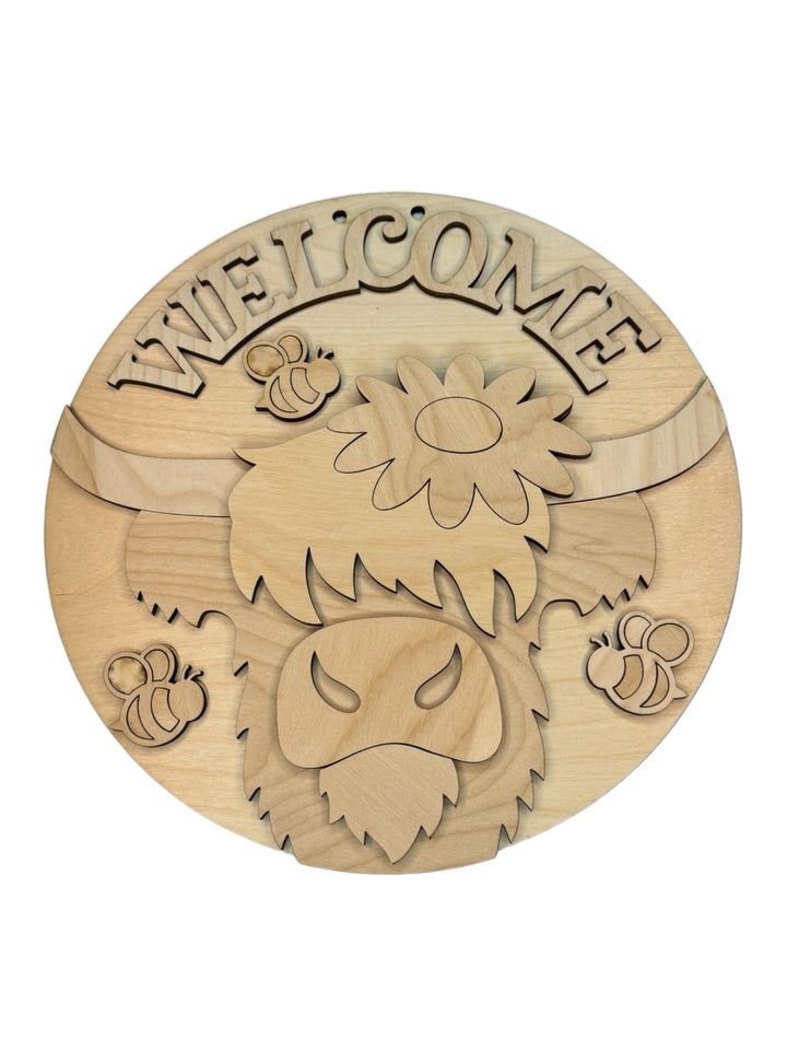 Diy craft sign - Highland cow welcome