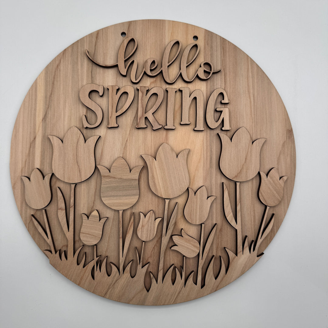 Diy craft sign - Hello Spring Tulips