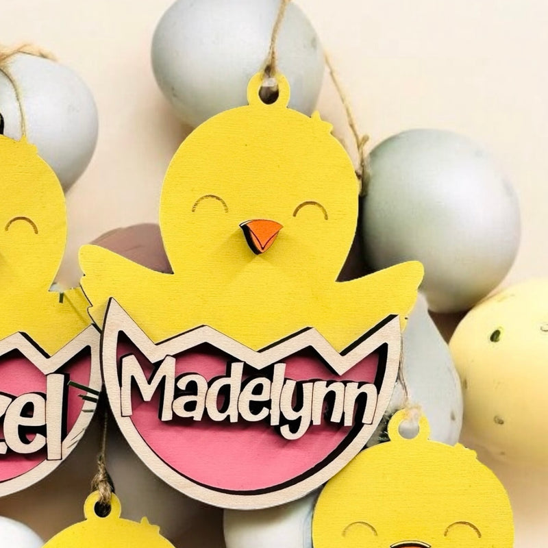 Personalized Easter Chick Name Tag – Custom Laser Cut