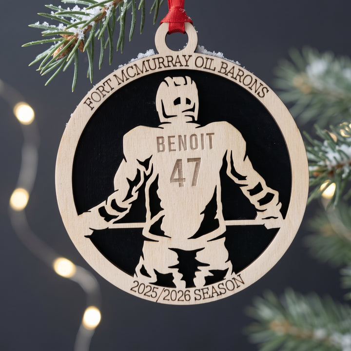 Personalized Hockey Player Ornament | Name &amp; Jersey Number